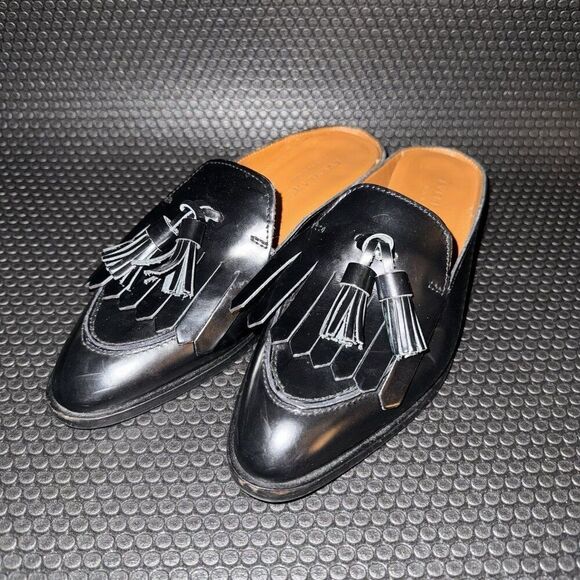 Everlane Slip On Black Leather Tassel The Modern Loafer Mule Women’s Size 6 - Picture 2 of 8
